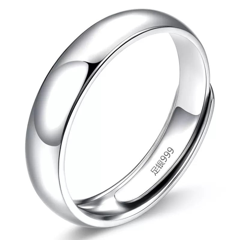 Silver-plated plain band, stylish couple rings, simple and versatile pinky rings.