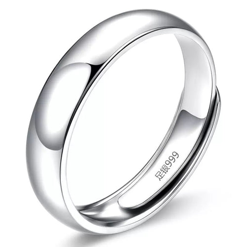 Silver-plated plain band, stylish couple rings, simple and versatile pinky rings.