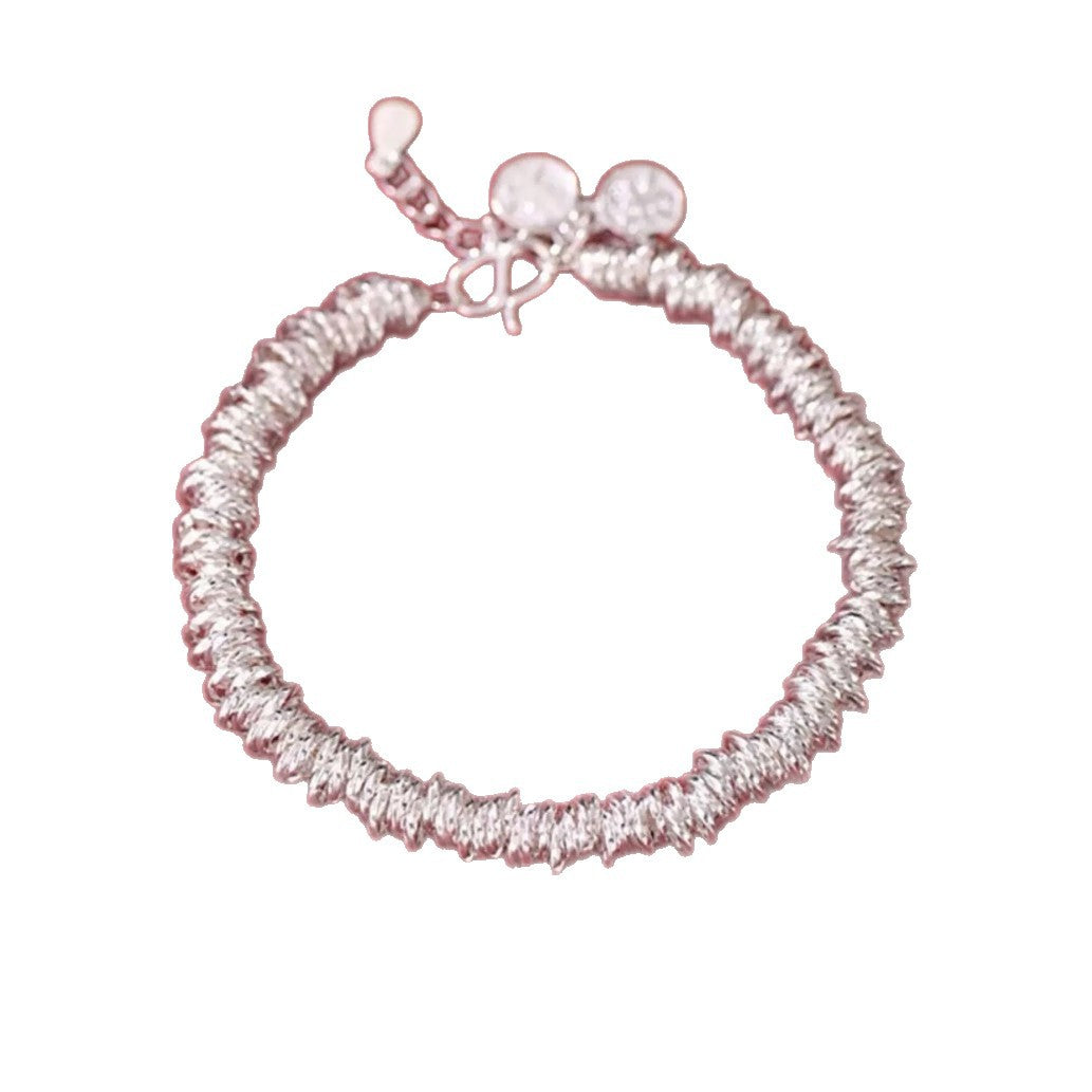 Sterling silver joy bracelet for women, fashionable handmade coiled bracelet, light luxury silver bangle, versatile silver bracelet.